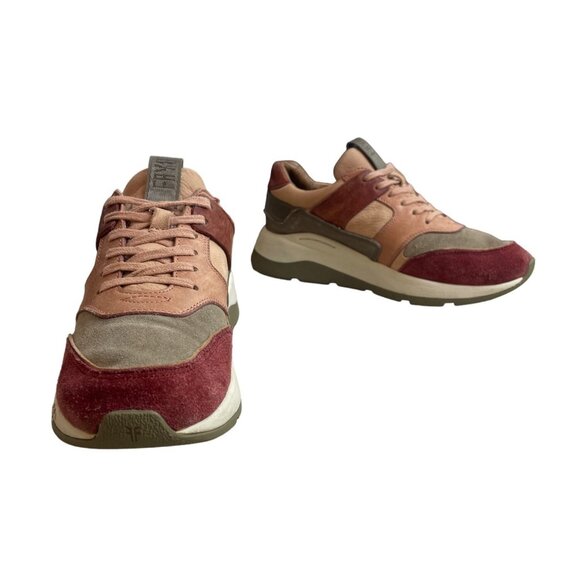 Frye Women's Pink Brown Leather Sport Stud Shoes Sz 8M - Picture 2 of 10